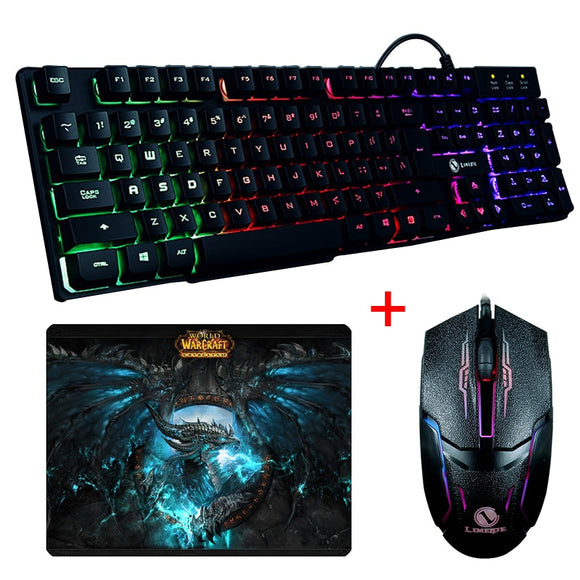 Wired Backlit GTX300 illuminated Multimedia Ergonomic Usb Gaming Keyboard + Optical Gaming Mouse Sets + Cool Mouse Pad