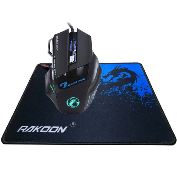 5500 DPI 7 Button Multi Color LED Optical USB Wired +Rakoon Pad Gift for Pro Gamer Gaming Mouse