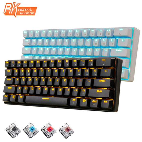RK61 Bluetooth Wireless White LED Backlit Ergonomic Mechanical Gaming Keyboard