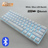 RK61 Bluetooth Wireless White LED Backlit Ergonomic Mechanical Gaming Keyboard