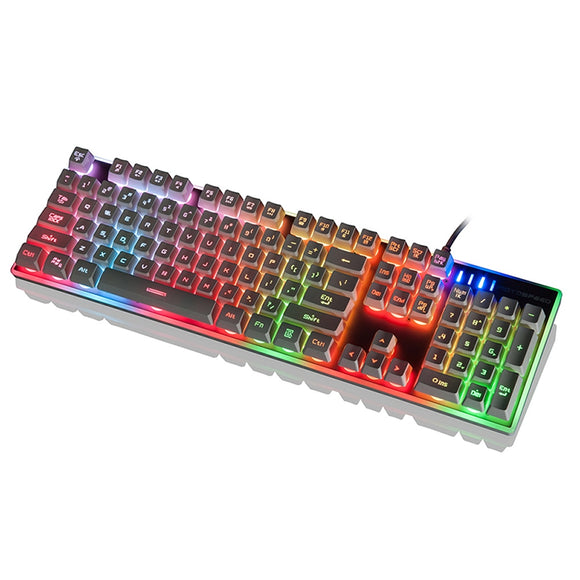 Motospeed K10 104 Keys USB Wired Ergonomic Multimedia Illuminated Gaming Keyboard