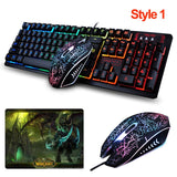 K-13 Wired Backlit illuminated Usb Multimedia Ergonomic Gaming Keyboard + 2400DPI Optical Gaming Mouse Sets + Mousepad