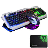 V1 Wired LED Backlit Ergonomic Usb Gaming Keyboard Metal + 3200DPI Optical Gamer Mouse Sets + Mousepad