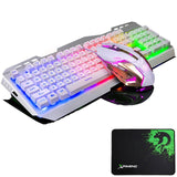 V1 Wired LED Backlit Ergonomic Usb Gaming Keyboard Metal + 3200DPI Optical Gamer Mouse Sets + Mousepad