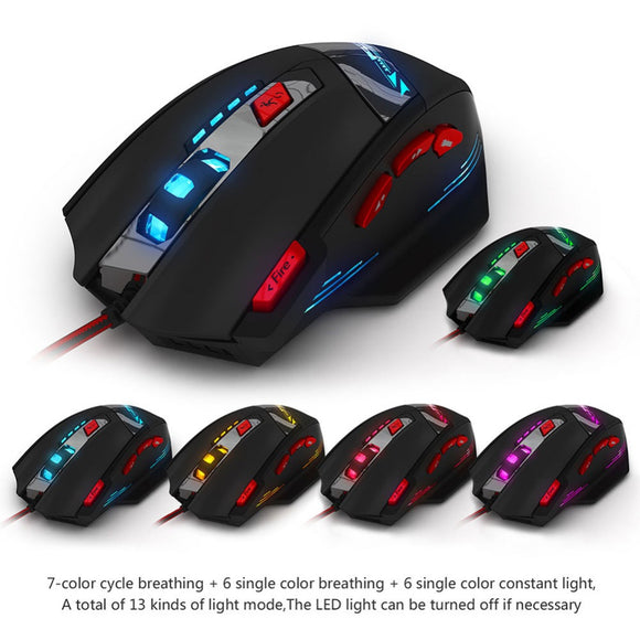 ZELOTES T-90 8 Key 9200 DPI Wired USB Optical Pro Gaming Mouse