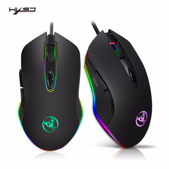 HXSJ USB Wired Mouse 6 Buttons 200-4800DPI Optical USB Gaming Mouse