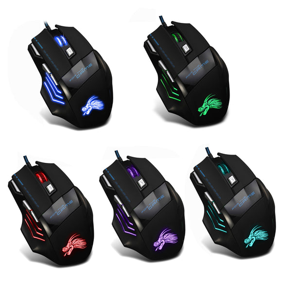 Professional Wired 5500DPI Adjustable 7 Buttons Cable USB LED Optical Gaming Mouse