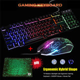 Wired LED Backlit Multimedia Ergonomic Usb Gaming Keyboard Mouse Combo Illuminated Optical Gamer Mouse Sets + Mouse Pad