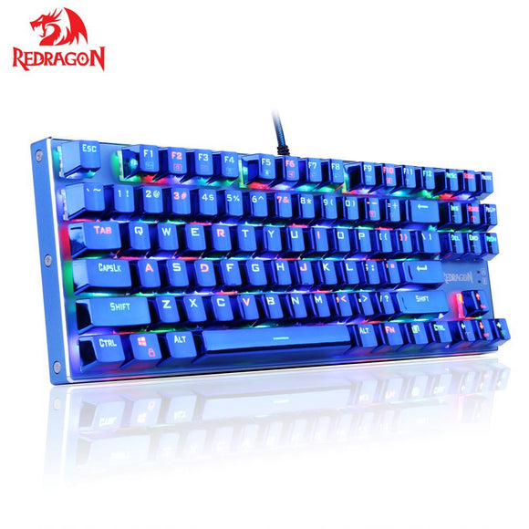 Redragon TVASTAR Mechanical Keyboard 87 Keys Blue Electroplated Keys and Base RGB Backlit Gaming Keyboard