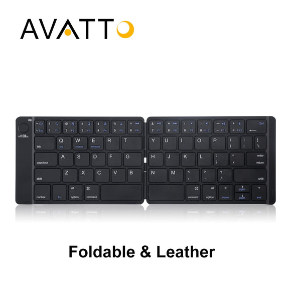 AVATTO Soft Leather Portable English Bluetooth Wireless Folding Mini Keyboard