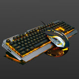 USB Wired Ergonomic Backlit Mechanical Gaming Keyboard and Mouse Set With Aluminium Alloy Panel