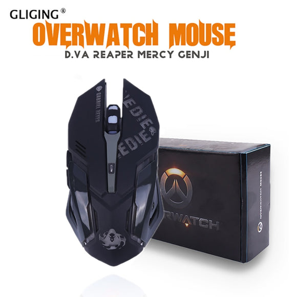 OW D.va Mercy Reaper USB Wired Mouse 6 Button 2400 DPI Optica Breathing Gaming Mouse