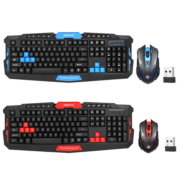 2.4GHz Wireless Gaming Keyboard Mouse Combo 19Key Anti-ghosting Adjustable DPI USB Receiver Adapter Mouse Mat