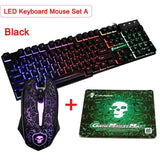 Wired /Wireless LED Backlight USB Luminous Gaming Keyboard Mouse Pad Set