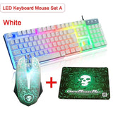 Wired /Wireless LED Backlight USB Luminous Gaming Keyboard Mouse Pad Set