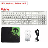 Wired /Wireless LED Backlight USB Luminous Gaming Keyboard Mouse Pad Set