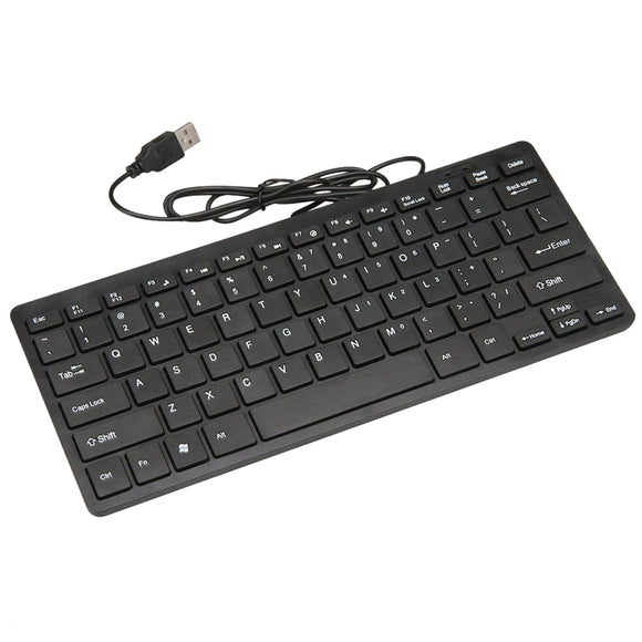 Sticker Black Ultra Thin Quiet Small Size 78 Keys Mini Multimedia USB Keyboard