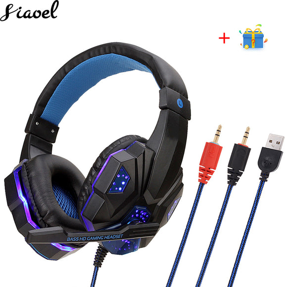 Headphone With Microphone For Computer LED Light  Stereo Earphone Gaming Headphone