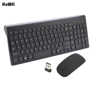 KuWFi 102 Keys Wireless Keyboard and Mouse Combo Ultra Thin KeyBoard and Mouse Set