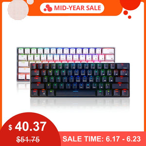 Royal Kludge RK61 Ergonomic Bluetooth Wired Dual Mode 60%RGB Light Mechanical Gaming Keyboard