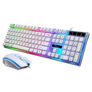 Wired Suspension Keys with LED Breathing Light Mechanical Feeling Computer Gaming Keyboard and Mouse Set